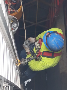 construction worker in harness